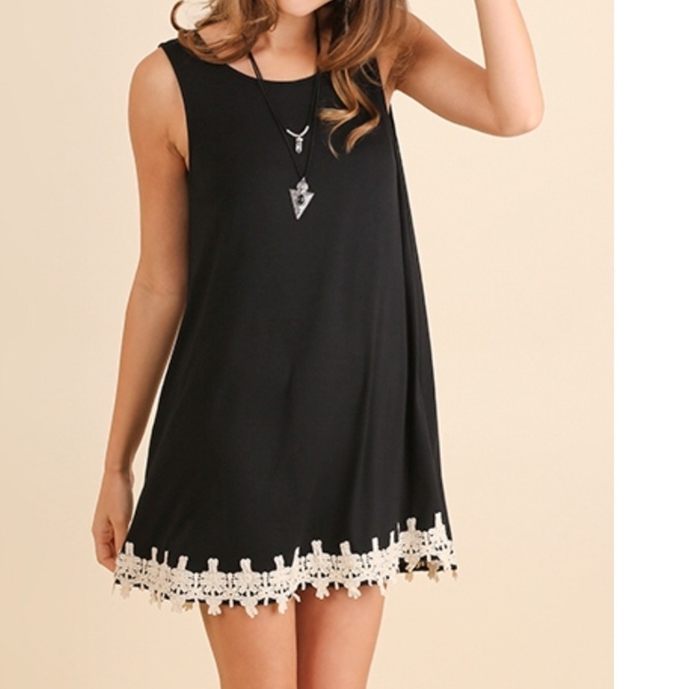 So soft crocheted lace bottom loose fitting dress